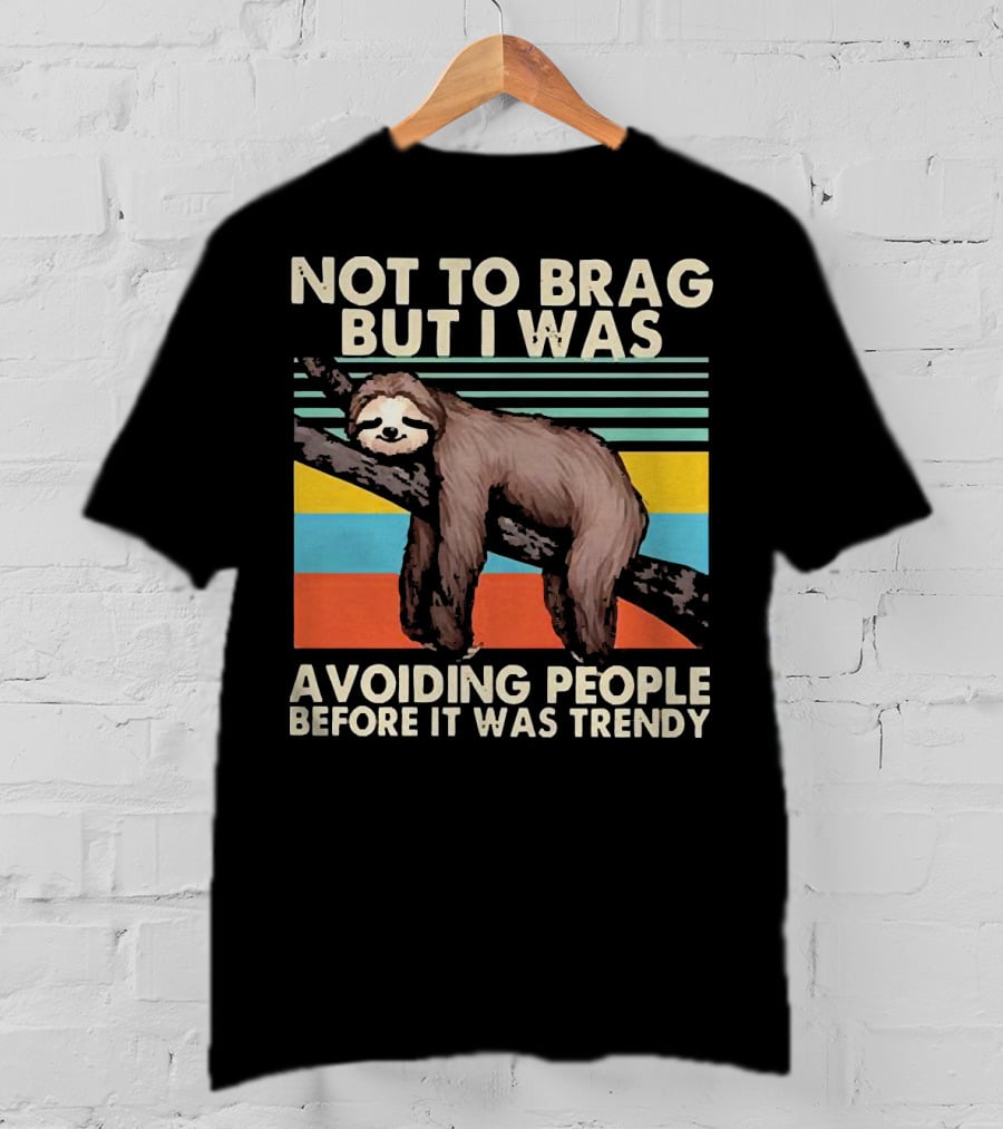 Not To Brag But I Was Avoiding People Before It Was Trendy Sloth On Branch Retro Colors T-Shirt