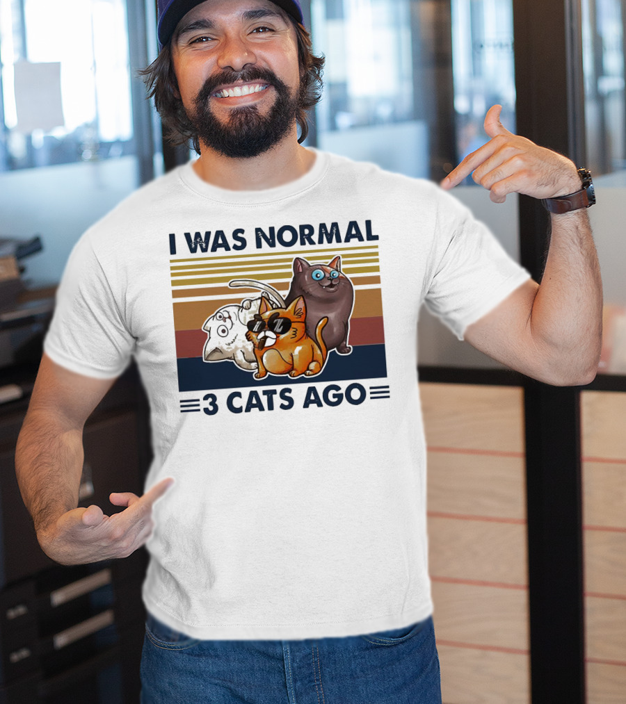 I Was Normal 3 Cats Ago Retro Style Black Version T-Shirt