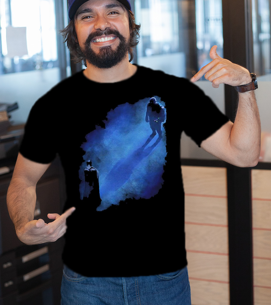 Batman Versus Thanos Blue Shadow Showdown T-Shirt