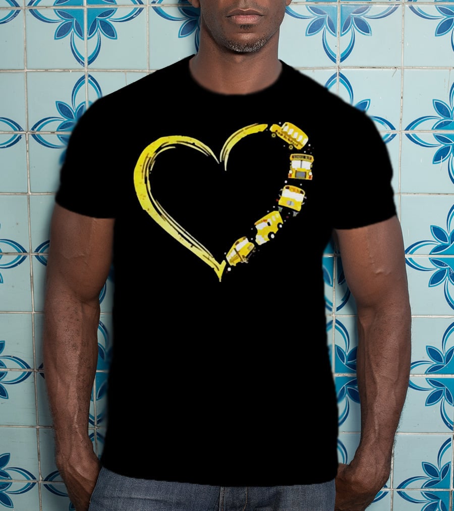 Heart-Shaped Yellow School Bus Journey Love Back To School T-Shirt