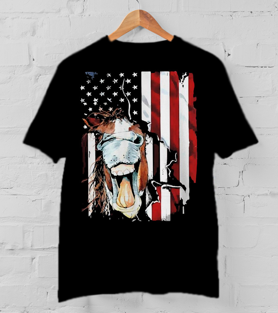 Horse Face American Flag Heritage T-Shirt