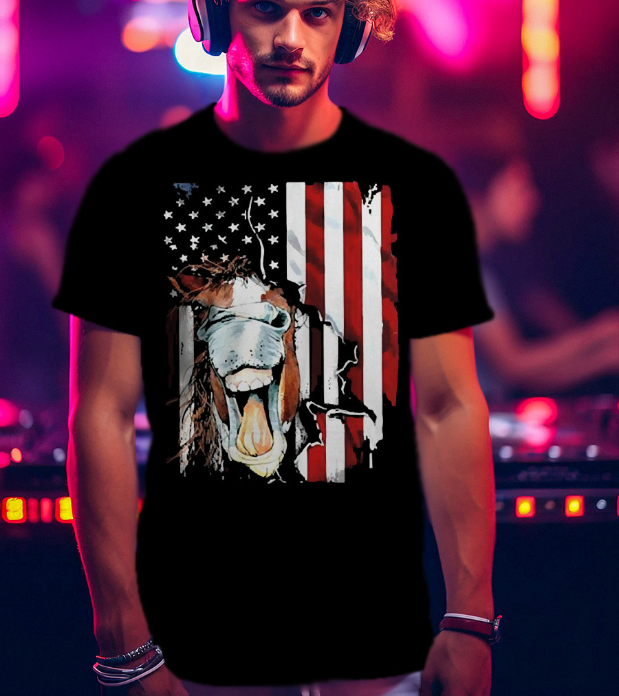 Horse Face American Flag Heritage T-Shirt