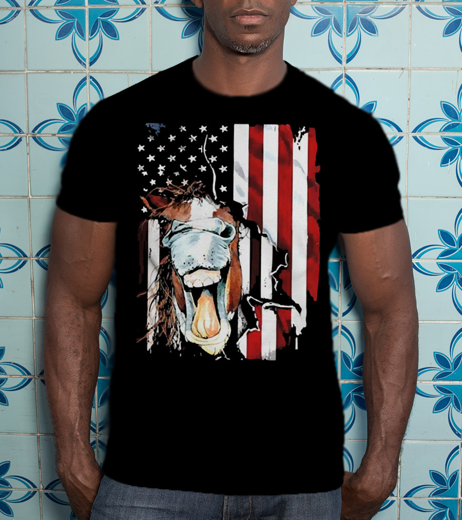 Horse Face American Flag Heritage T-Shirt