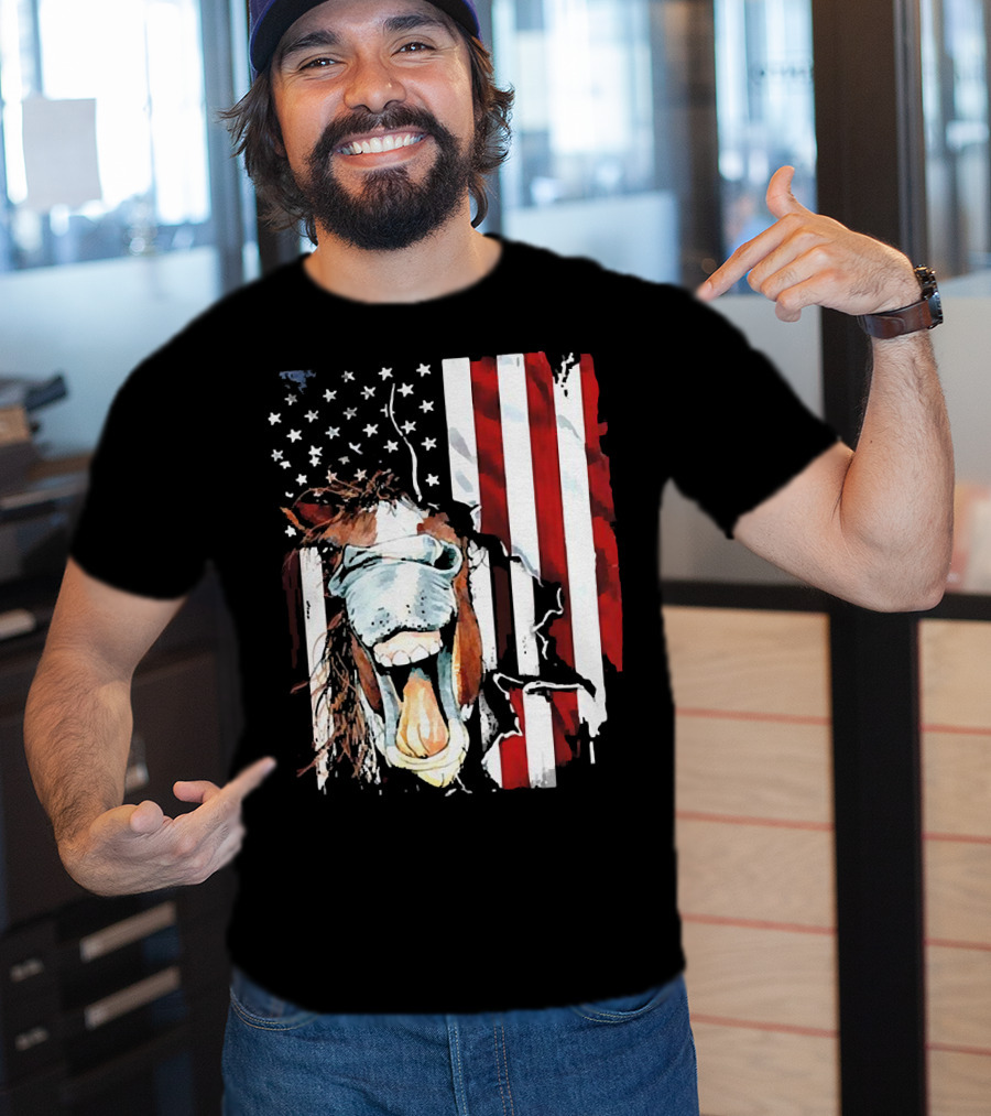Horse Face American Flag Heritage T-Shirt