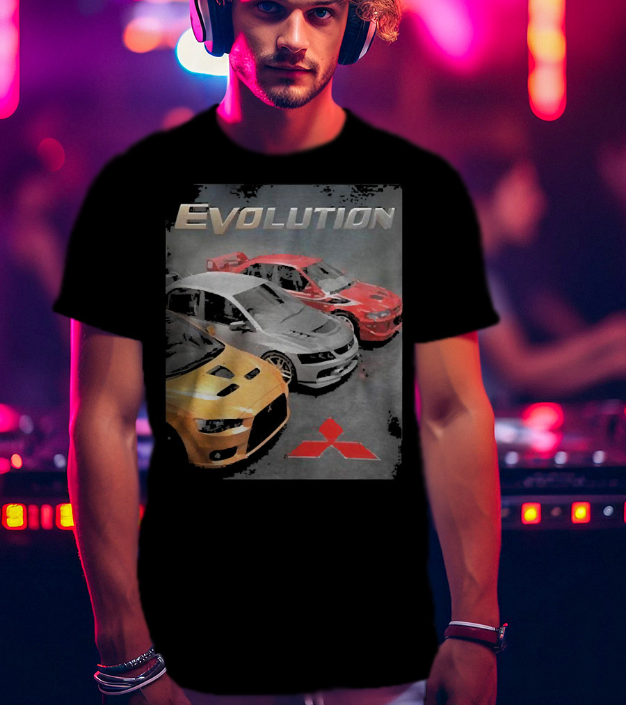Mitsubishi Evolution Cars With Iconic Red T-Shirt