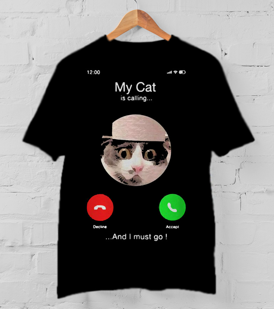 My Cat Is Calling And I Must Go Accept Or Decline At 12:00 T-Shirt