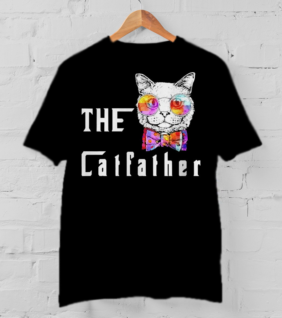 The Catfather Nerd Cat With Glasses And Bow T-Shirt