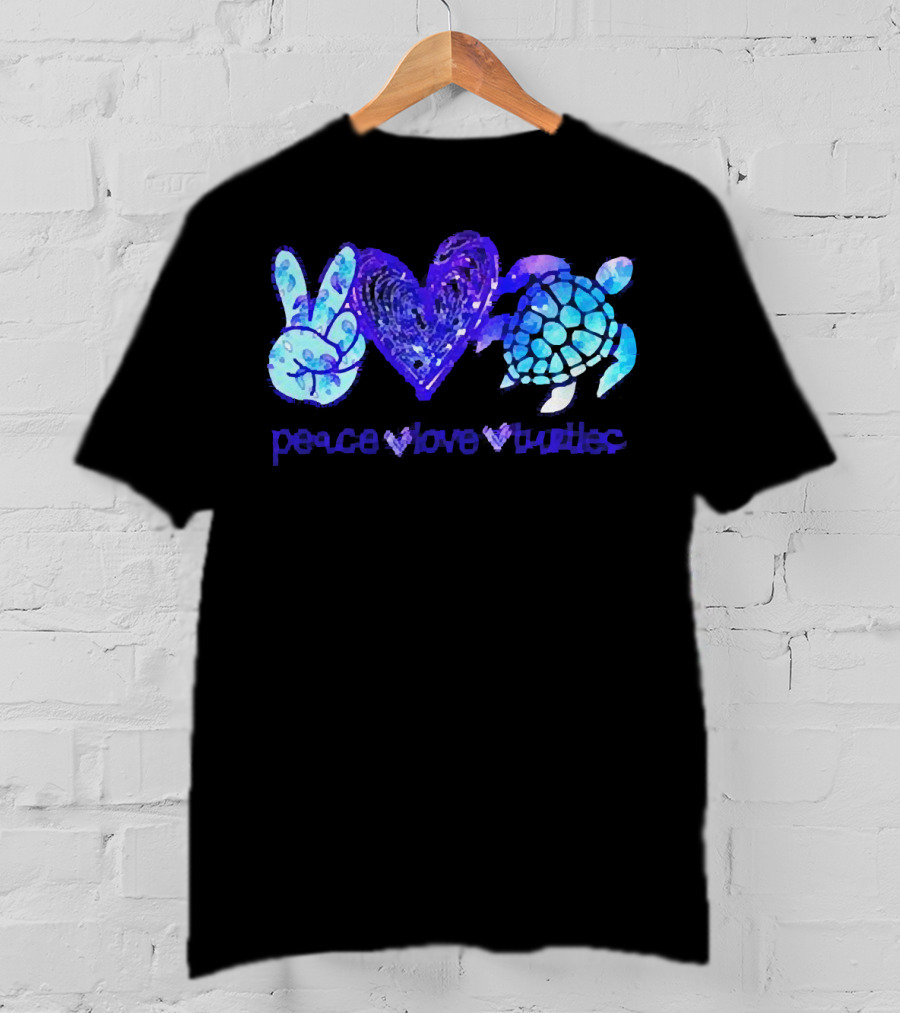 Peace Love Turtles Blue Tie-Dye T-Shirt
