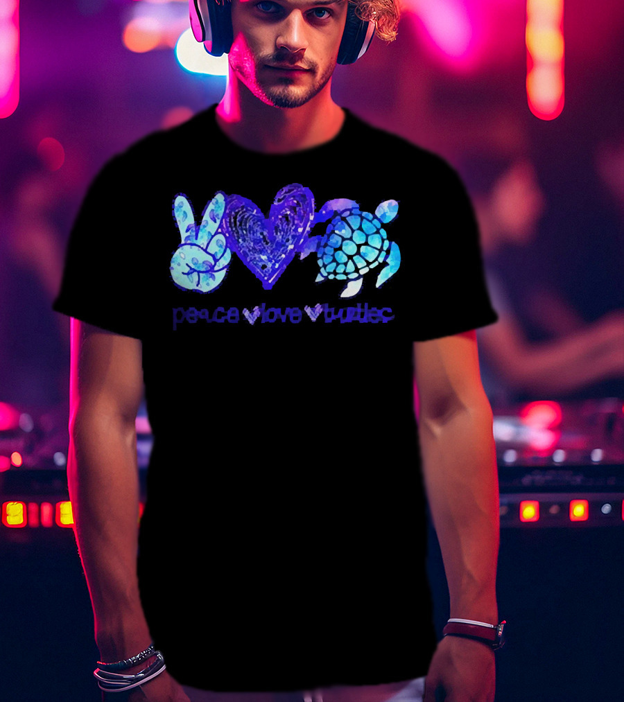 Peace Love Turtles Blue Tie-Dye T-Shirt