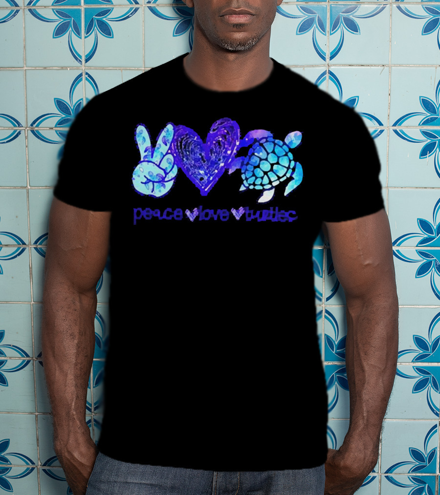 Peace Love Turtles Blue Tie-Dye T-Shirt