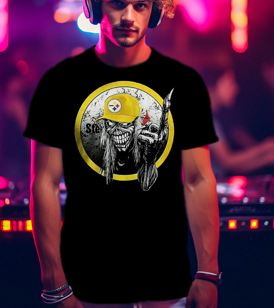 Pittsburgh Steelers Skull Fan T-Shirt