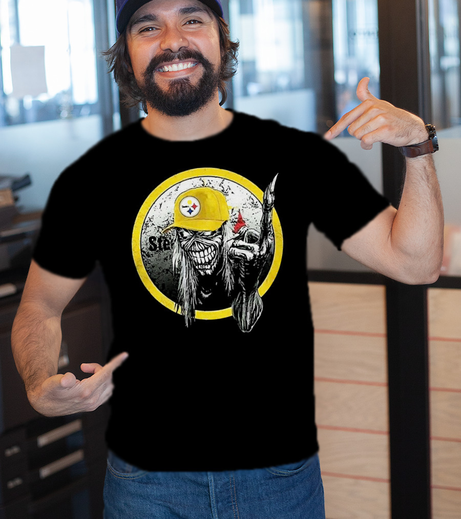 Pittsburgh Steelers Skull Fan T-Shirt