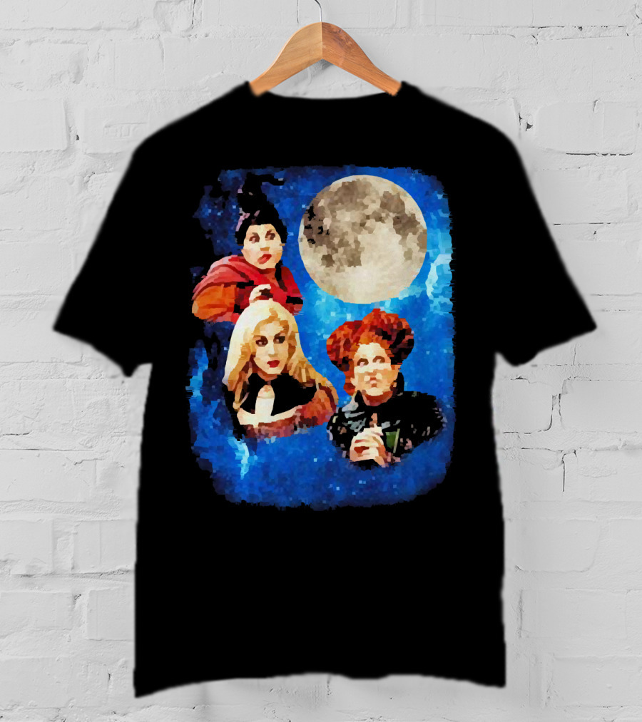 Three Hocus Pocus Moon Sanderson Sisters Night Sky T-Shirt