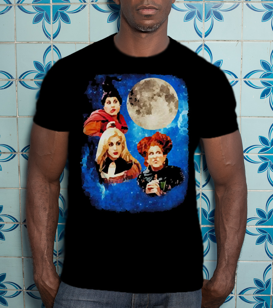 Three Hocus Pocus Moon Sanderson Sisters Night Sky T-Shirt