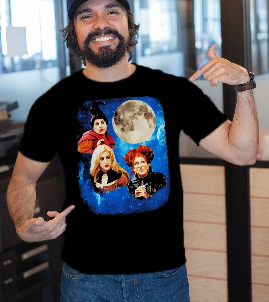 Three Hocus Pocus Moon Sanderson Sisters Night Sky T-Shirt