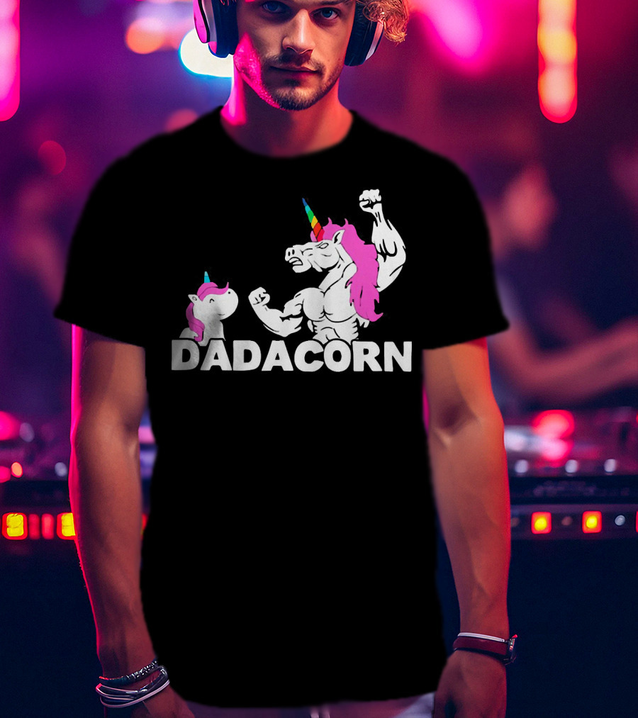 Dadacorn Unicorn Dad Muscular Fantasy T-Shirt
