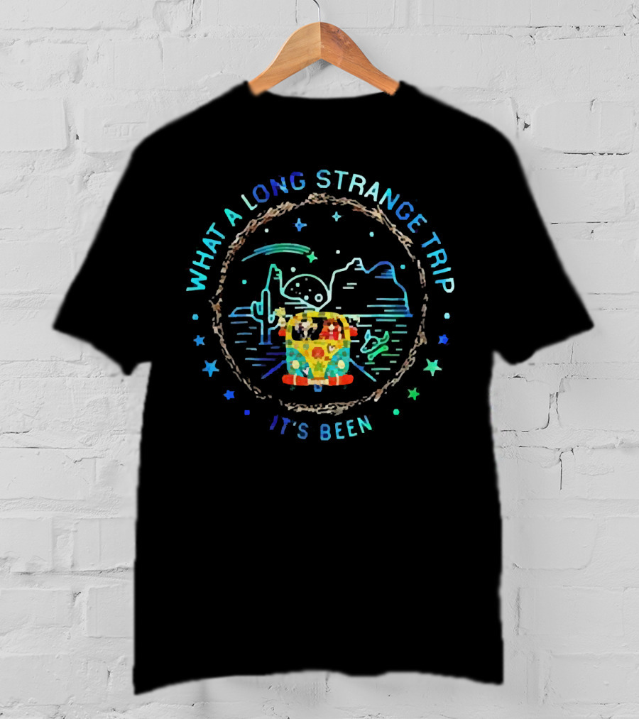 What A Long Strange Trip It's Been Hippie Bus Desert Night Peaceful Journey T-Shirt