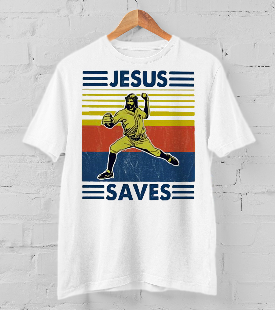 Jesus Saves Baseball Pitcher T-Shirt