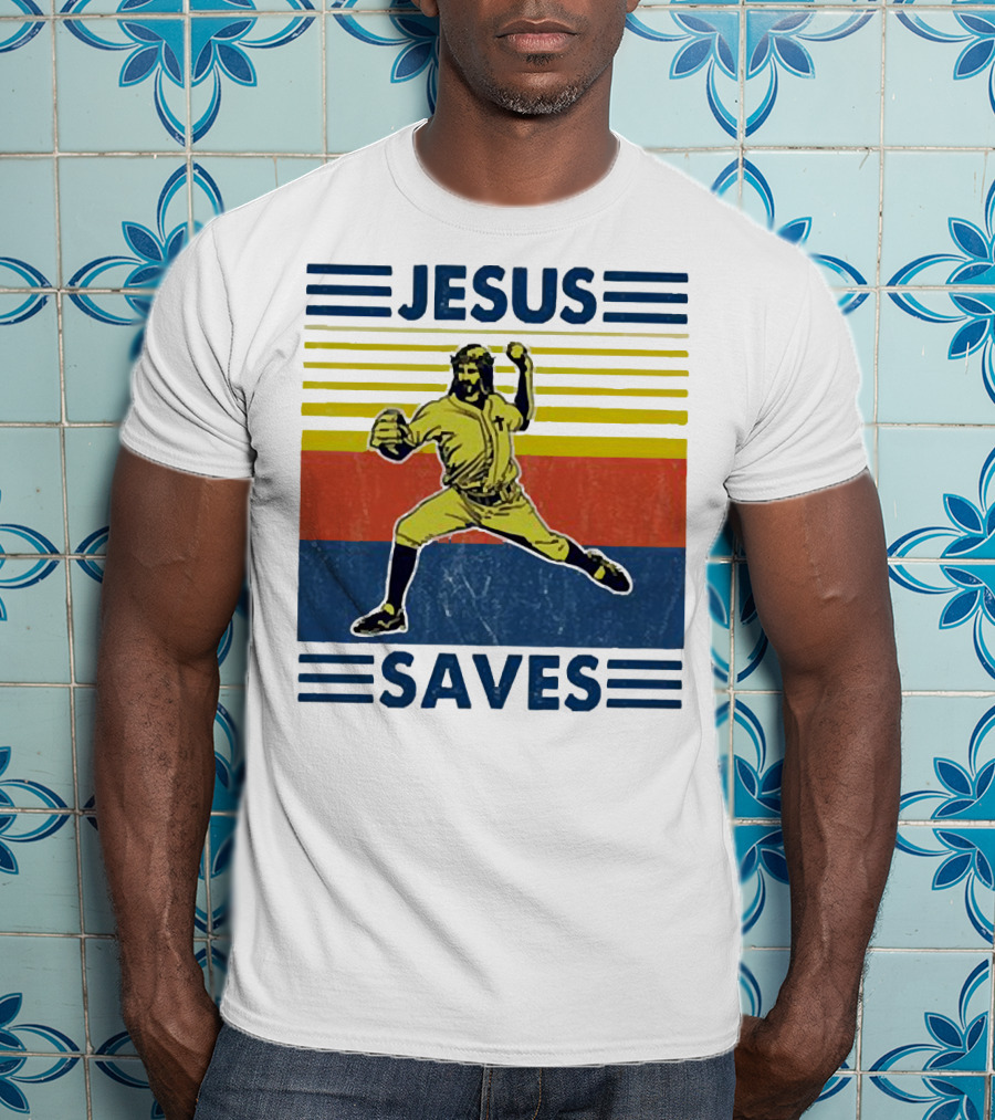Jesus Saves Baseball Pitcher T-Shirt