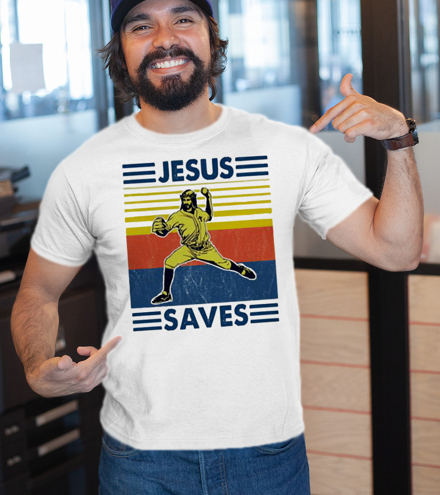 Jesus Saves Baseball Pitcher T-Shirt