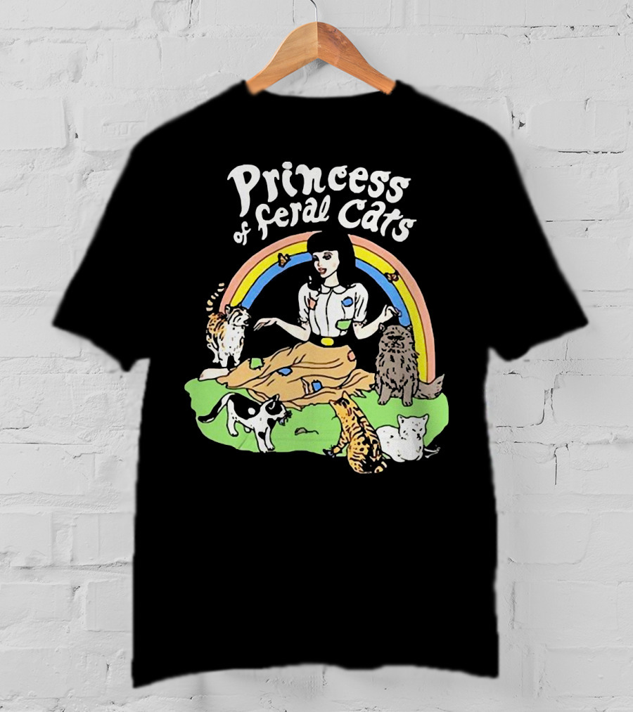 Princess Of Feral Cats With Rainbow And Cats In T-Shirt