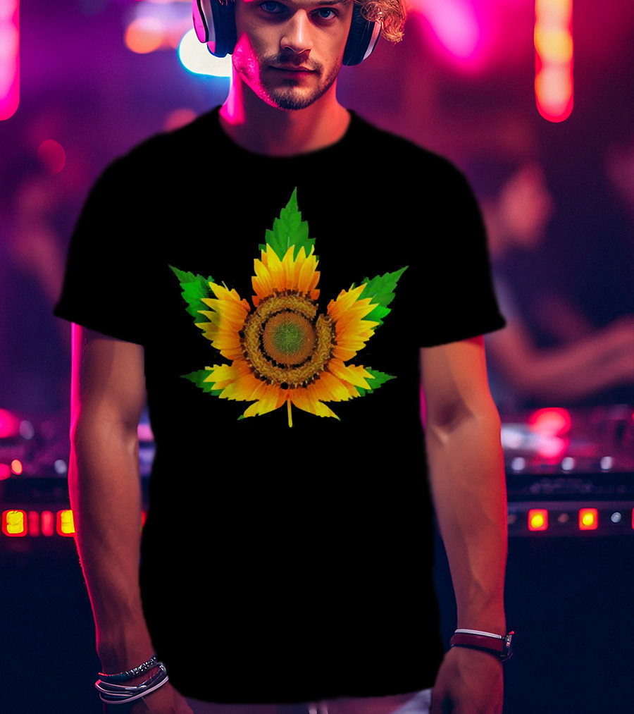 Weed Leaf Sunflower Beautiful T-Shirt