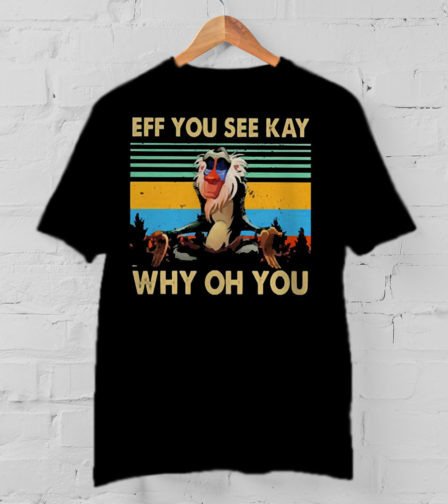 Eff You See Kay Why Oh You Yoga Monkey Retro Sunset T-Shirt