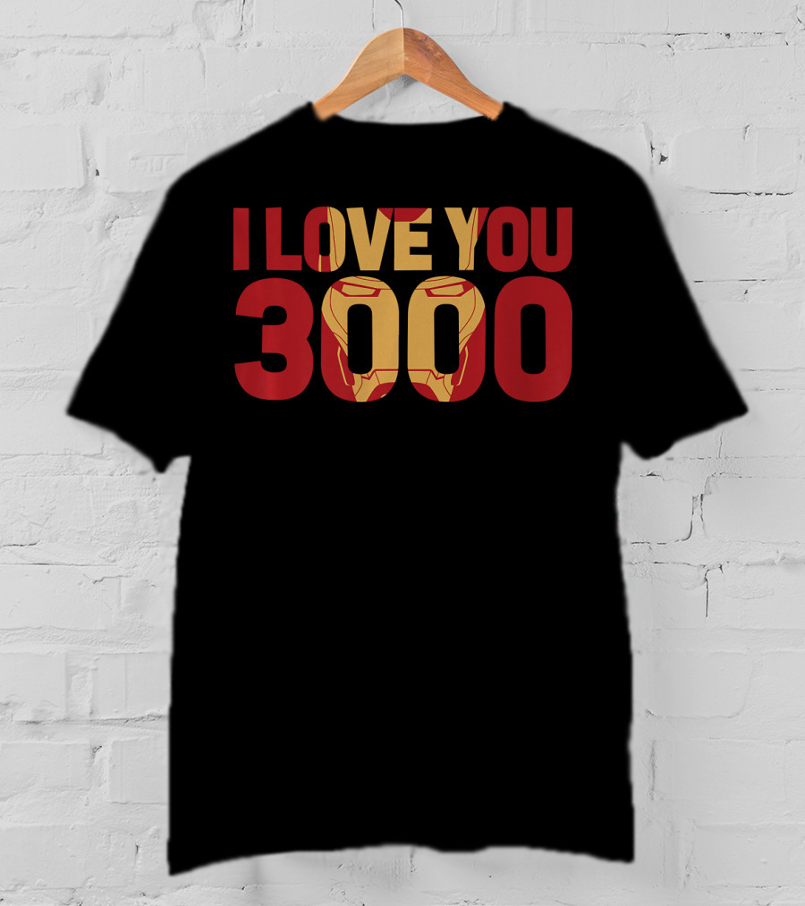 Marvel Avengers Endgame Iron Man I Love You 3000 Iconic Text Fill T-Shirt