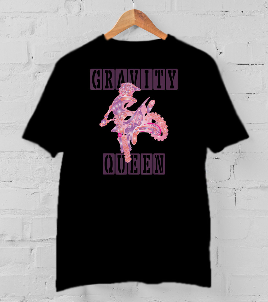 Gravity Queen Dirt Bike Rider Motocross Gravity Check T-Shirt