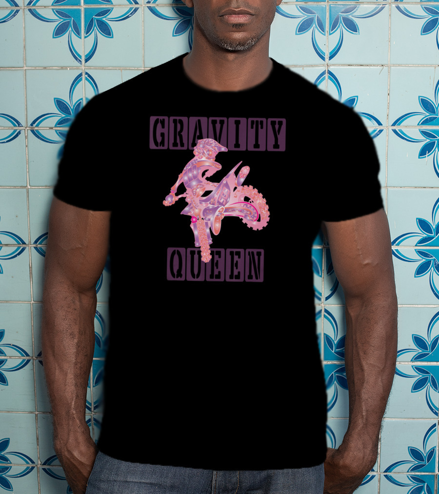 Gravity Queen Dirt Bike Rider Motocross Gravity Check T-Shirt