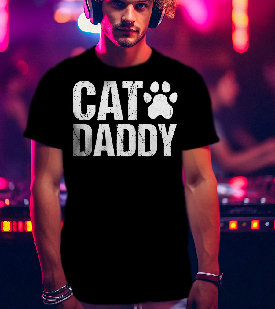 Cat Daddy Men's Funny Rad Dad Cat Paw T-Shirt