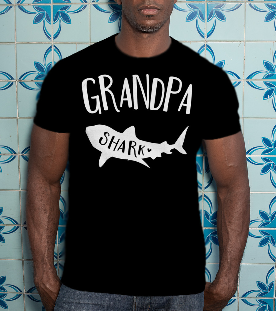 Grandpa Shark Doo Doo Playful Ocean Family Fun T-Shirt