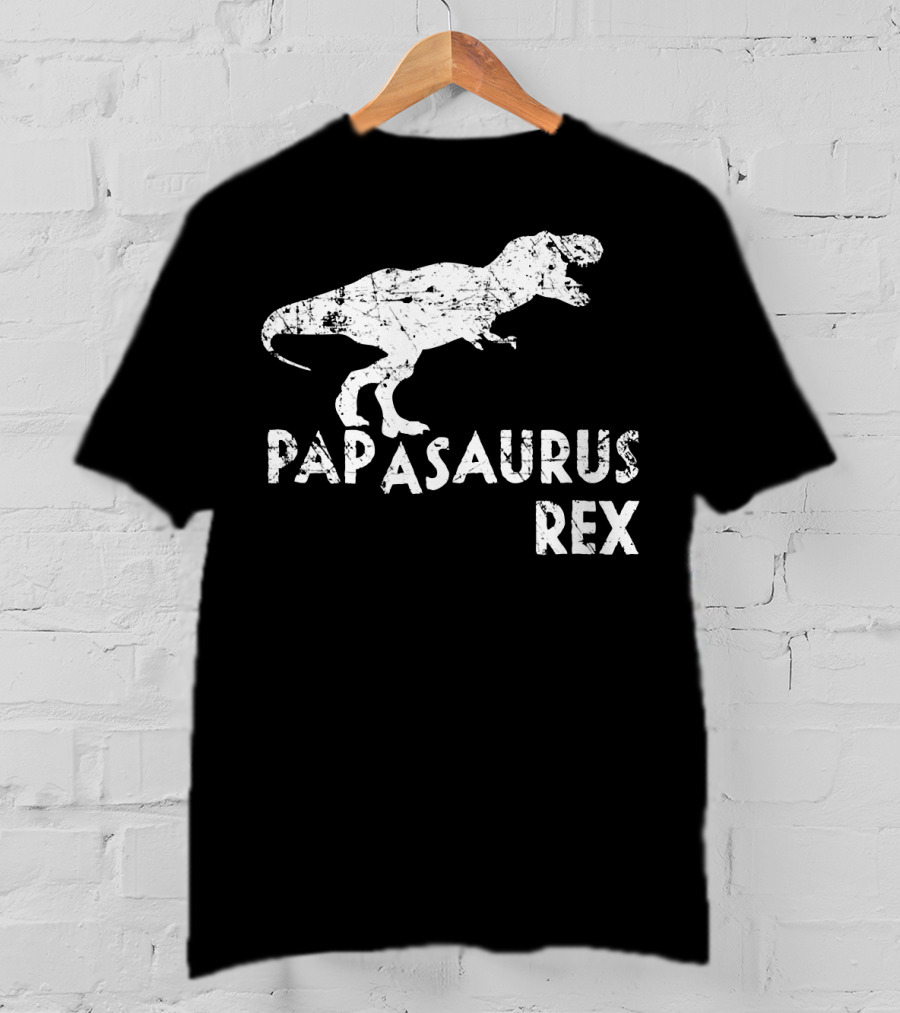 Mens Papasaurus Rex Funny Cute Dinosaur Father's Day T-Rex T-Shirt