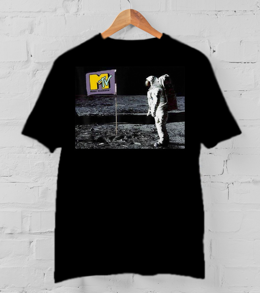 MTV Music Television Astronaut Planting Flag Man On The Moon T-Shirt