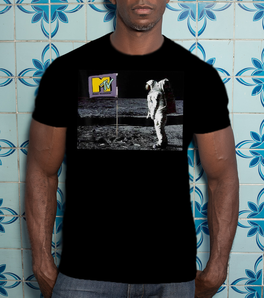 MTV Music Television Astronaut Planting Flag Man On The Moon T-Shirt