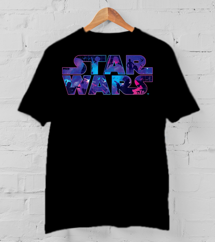 Star Wars Retro 90s Silhouette Twinkling Stars T-Shirt