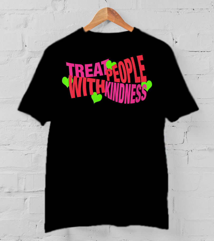 Treat People With Kindness Neon Hearts T-Shirt