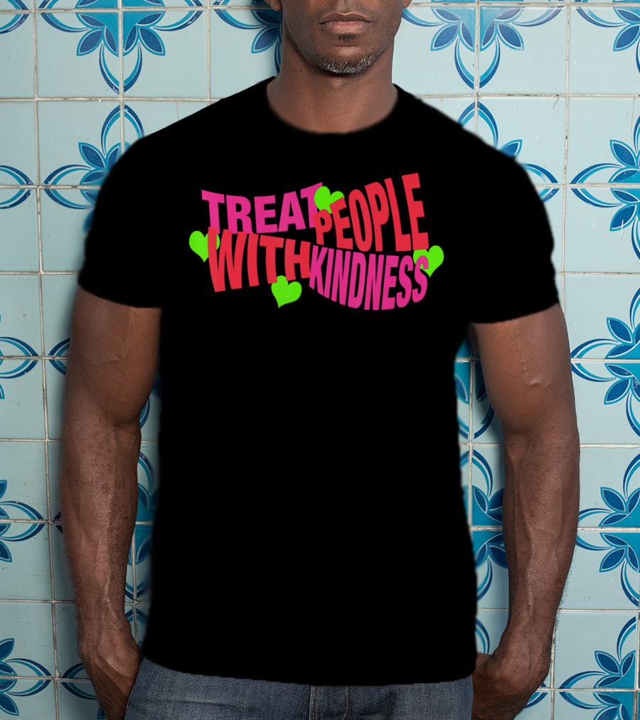 Treat People With Kindness Neon Hearts T-Shirt