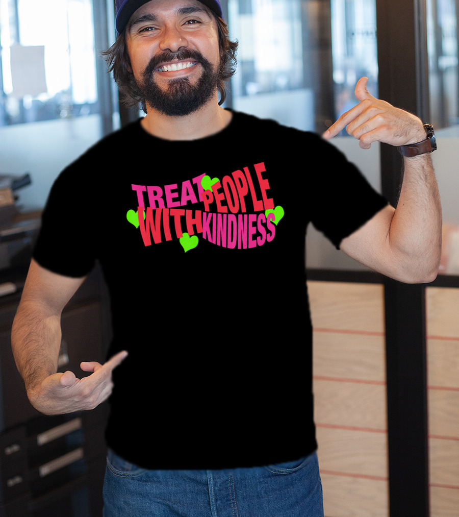Treat People With Kindness Neon Hearts T-Shirt