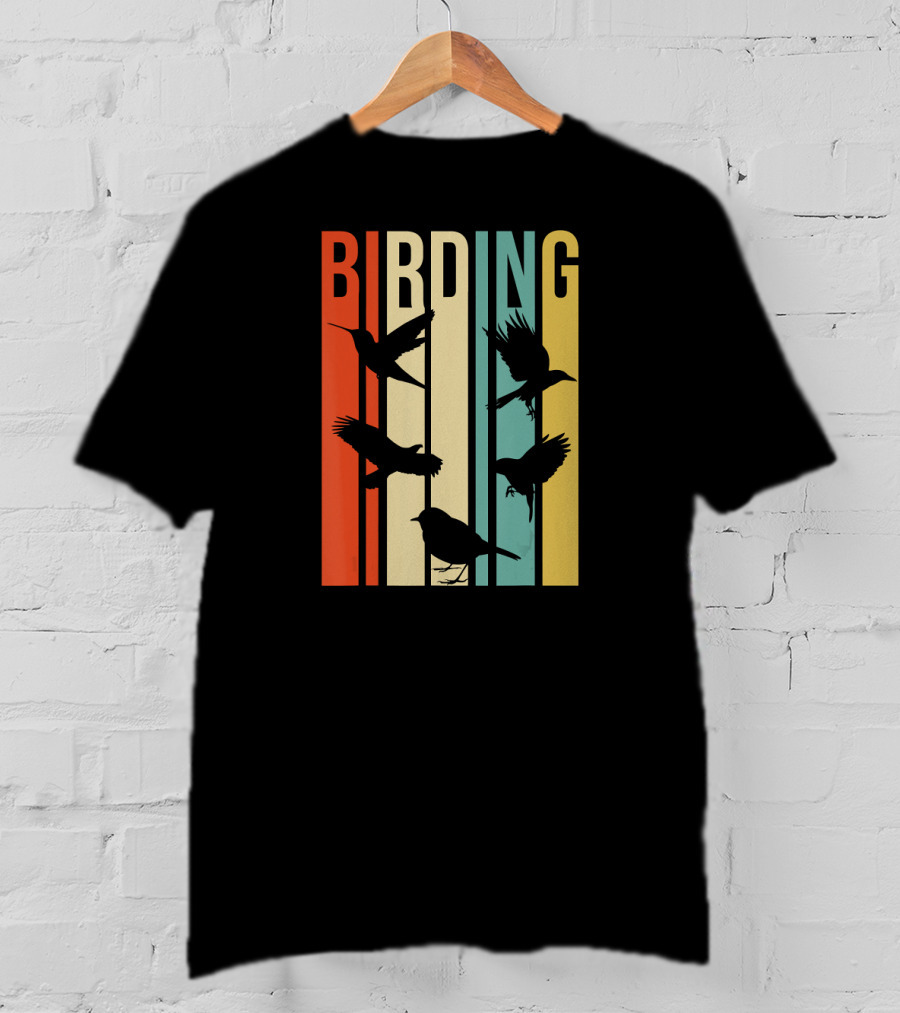 Vintage Style Birding With Birds Retro T-Shirt