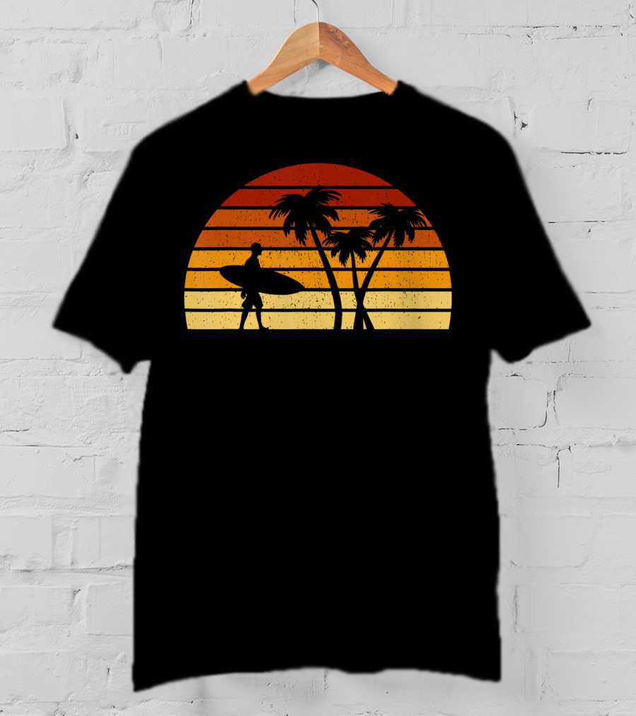 Vintage Sunset Surfing Palm T-Shirt