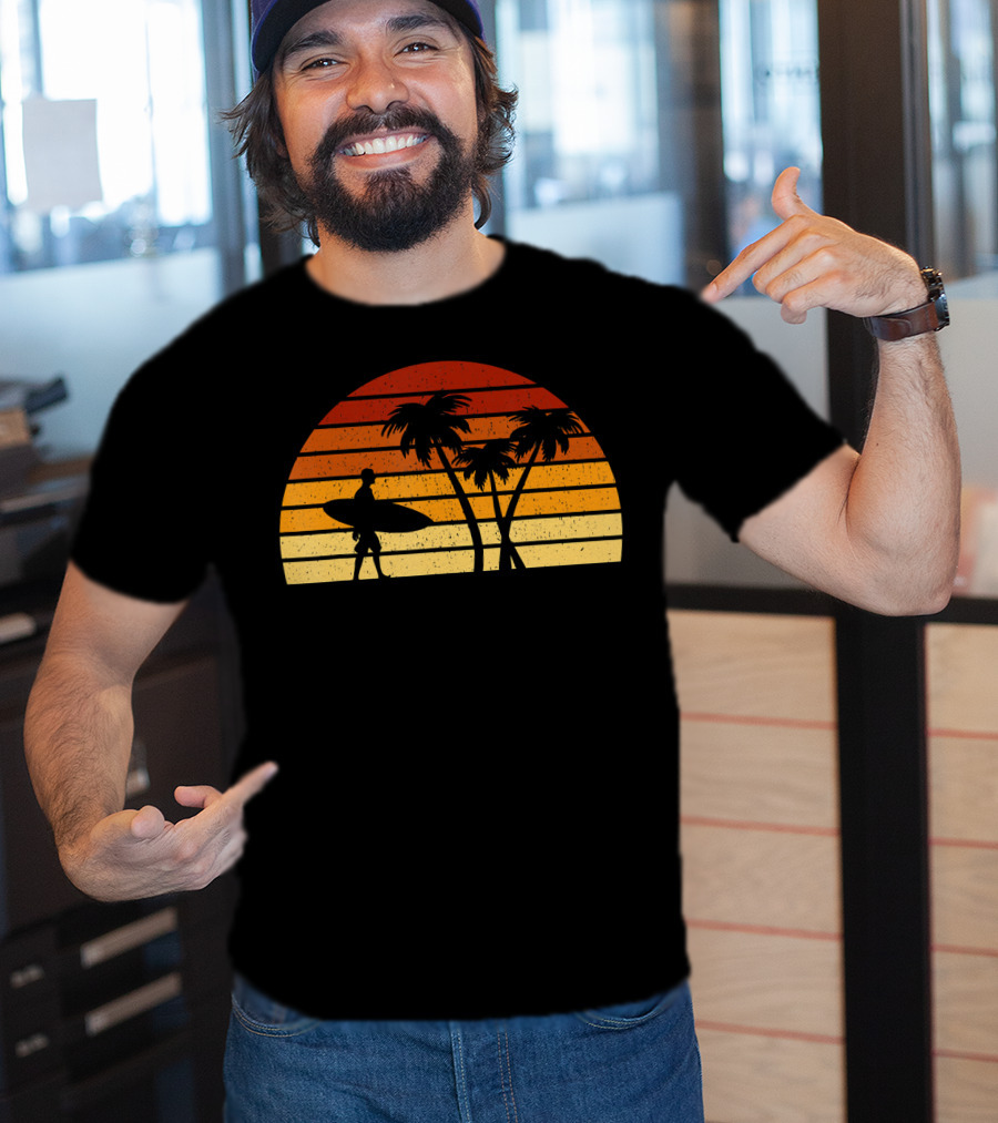 Vintage Sunset Surfing Palm T-Shirt