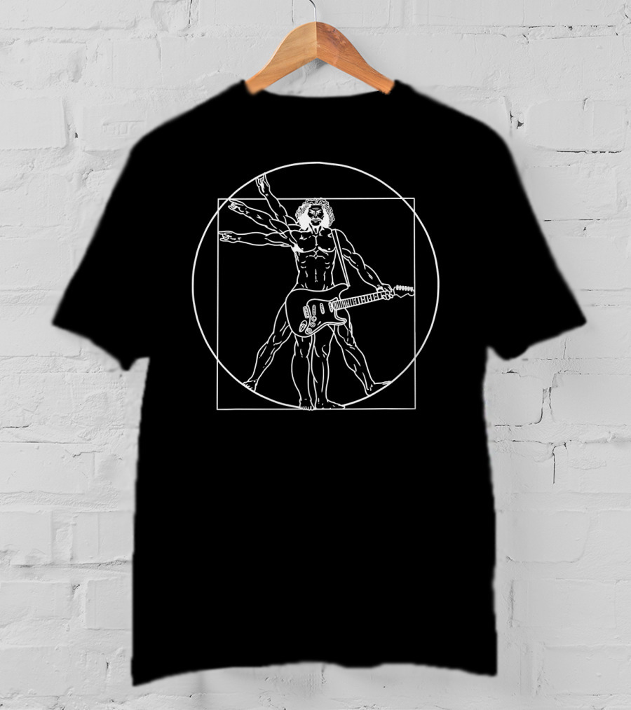 Vitruvian Man Leonardo Da Vinci Guitar Musician T-Shirt