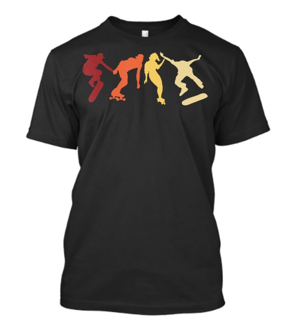 Retro Vintage Skateboard Skater Silhouettes Skate Boarding T-Shirt