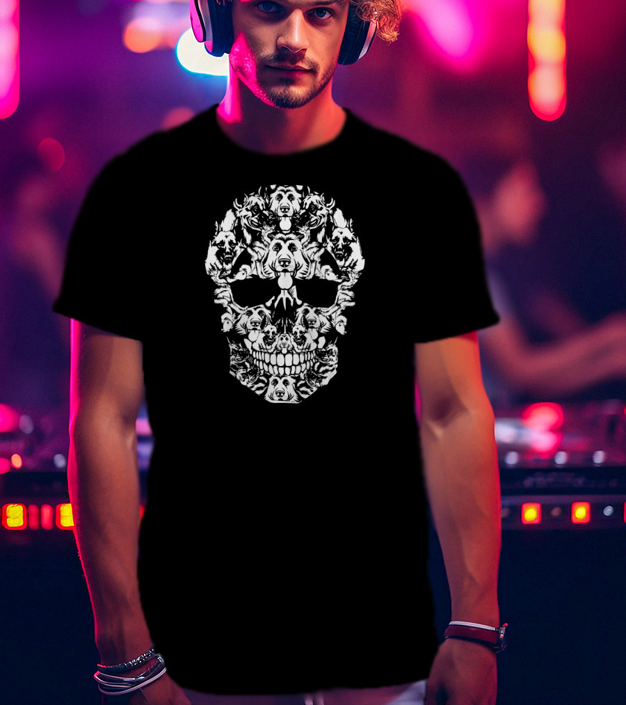 Skull Composed Of German Shepherd Dog Faces T-Shirt