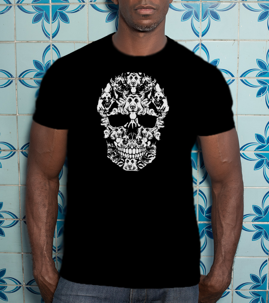 Skull Composed Of German Shepherd Dog Faces T-Shirt