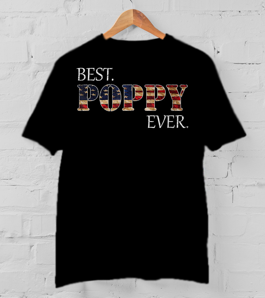 Best Poppy Ever American Flag Vintage Patriotic T-Shirt