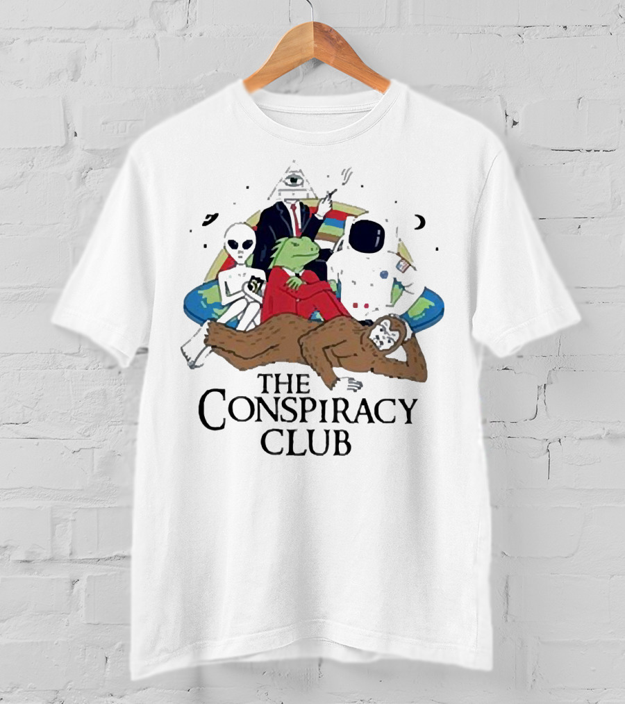 Alien Bigfoot Astronaut Conspiracy Club With Reptilian And Secret Symbols T-Shirt