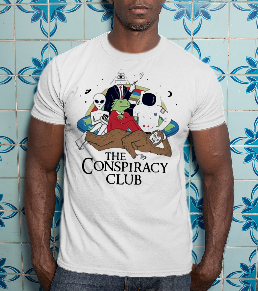 Alien Bigfoot Astronaut Conspiracy Club With Reptilian And Secret Symbols T-Shirt