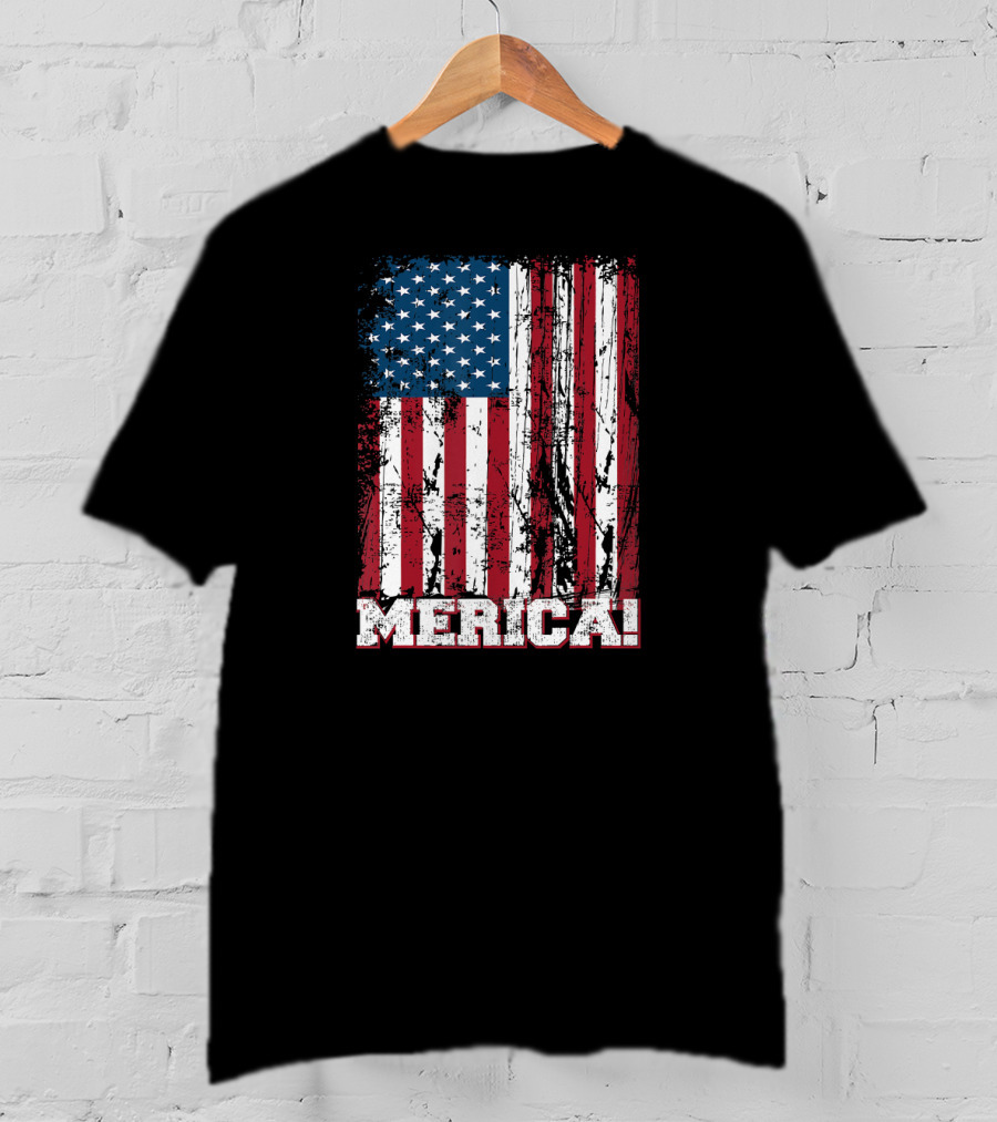 Merica American Flag Independence Day Patriotic T-Shirt